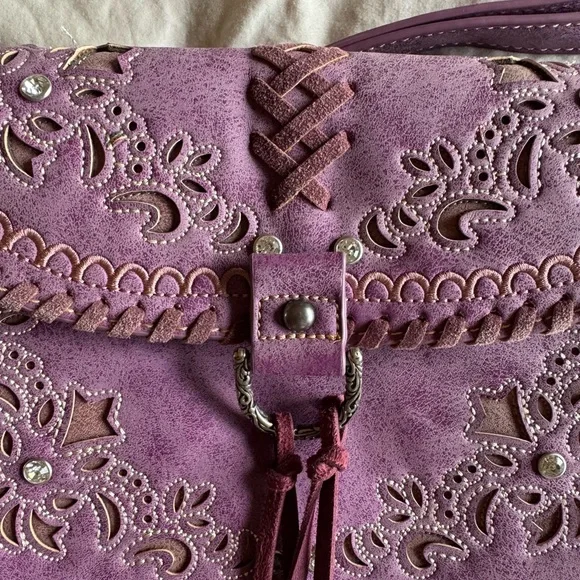 Montana West Purple Crossbody Bag with Embroidery. Like New. Non smoking no pet - Picture 6 of 9